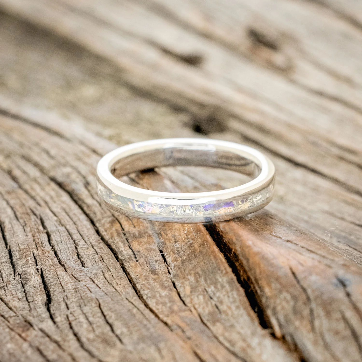 "ETERNA" - TITANIUM BURL DICHROLAM STACKING WEDDING BAND - Image 6