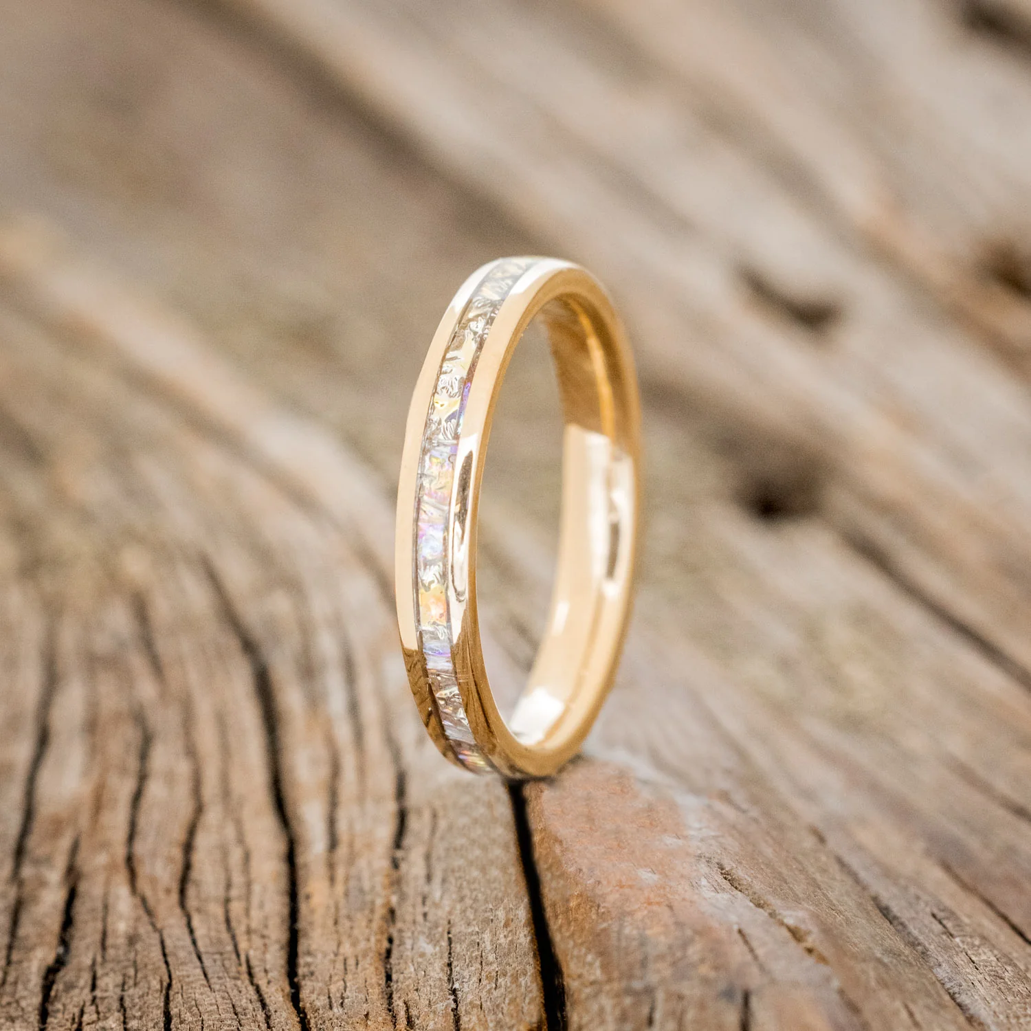 "ETERNA" - TITANIUM BURL DICHROLAM STACKING WEDDING BAND - Image 7