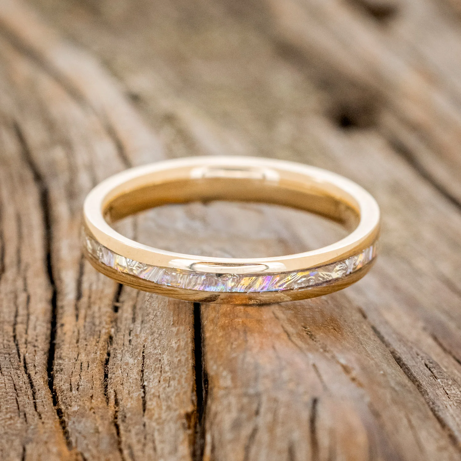 "ETERNA" - TITANIUM BURL DICHROLAM STACKING WEDDING BAND - Image 9