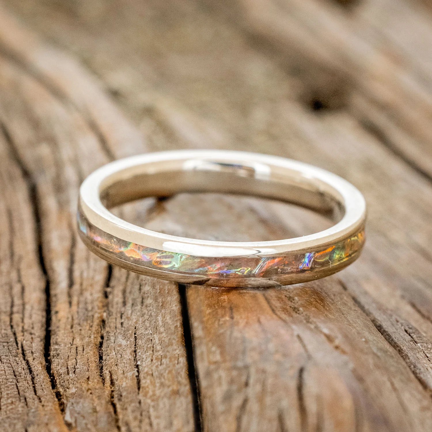 "ETERNA" - TITANIUM BURL DICHROLAM STACKING WEDDING BAND - Image 3