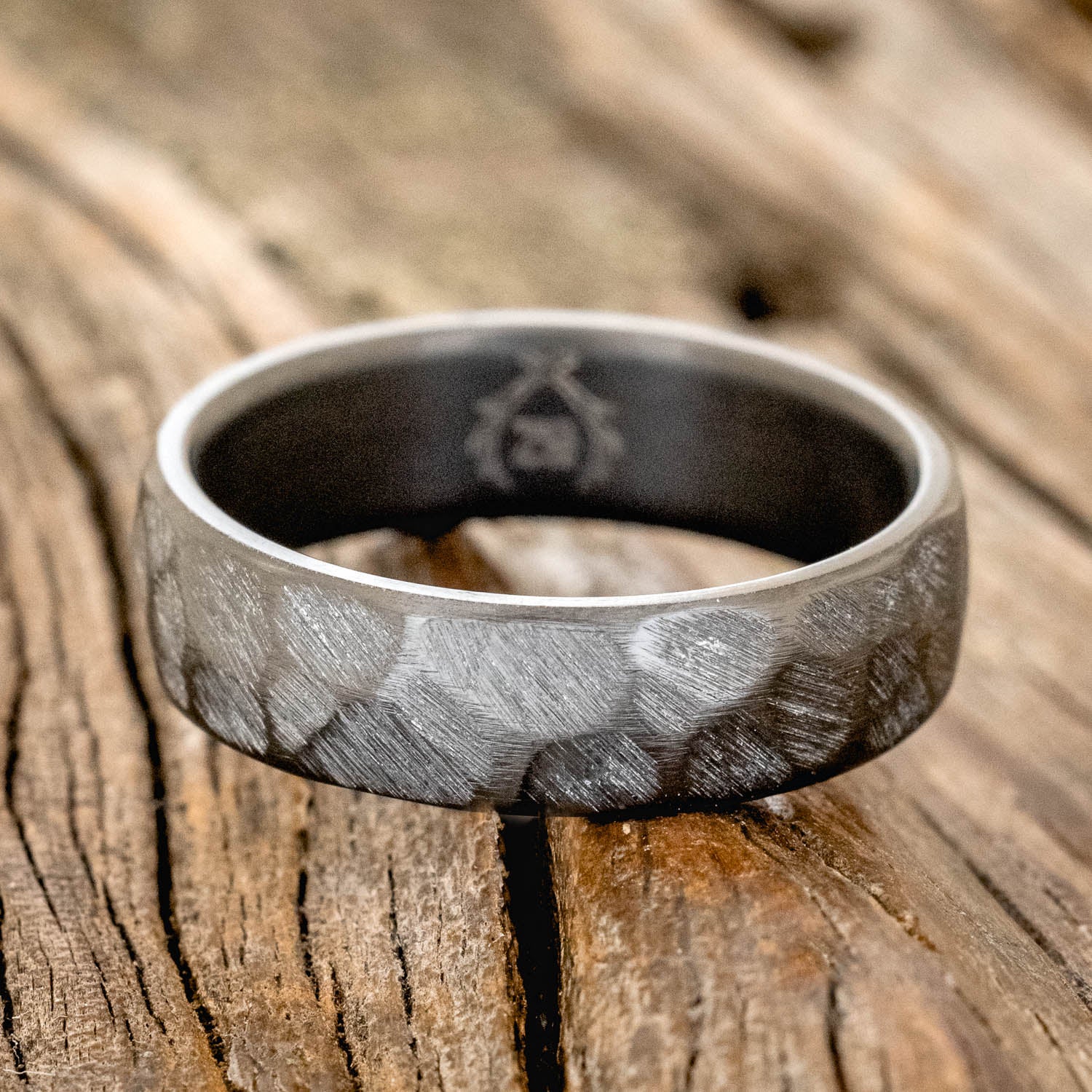 FACETED BLACK ZIRCONIUM RING WITH A TEXTURED FINISH - Image 3
