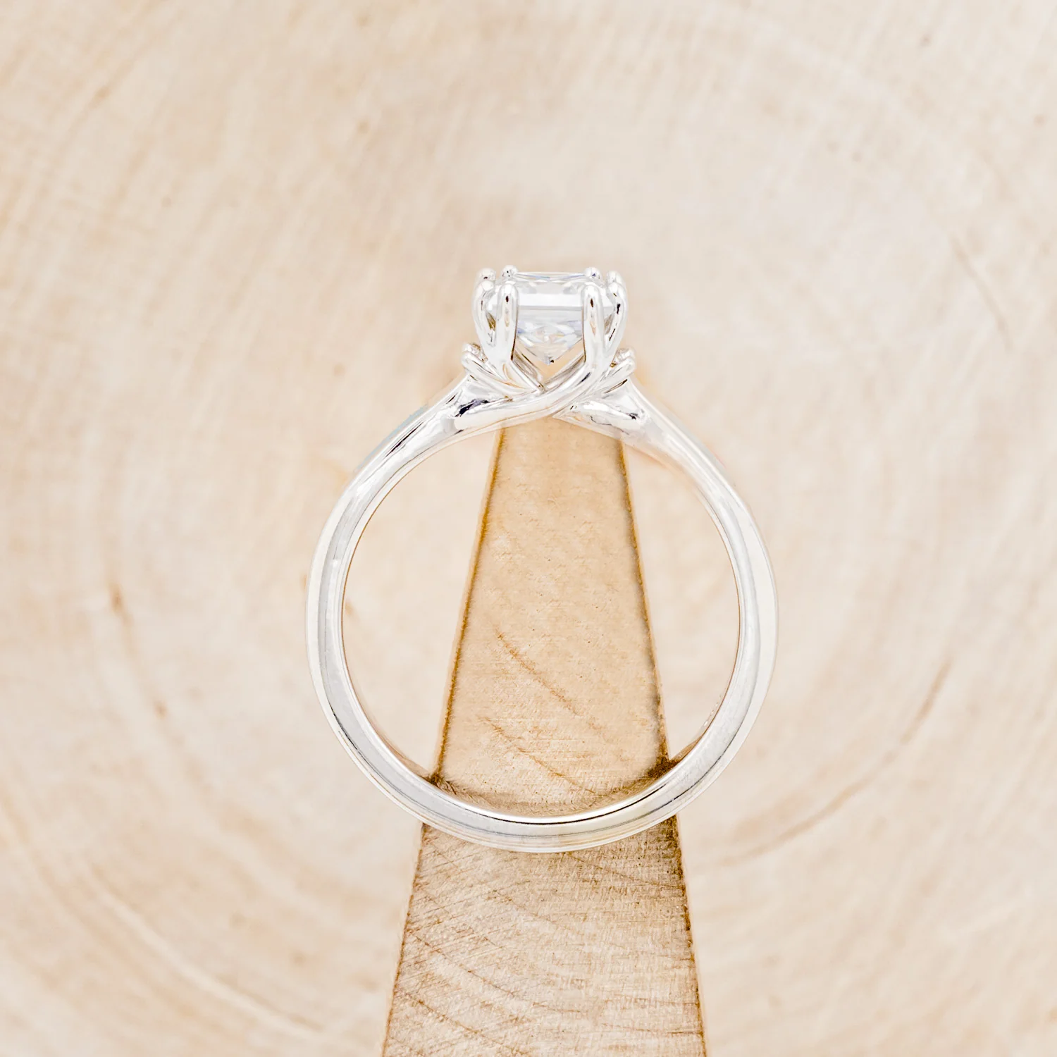 "FAWN" - MOISSANITE ANTLER PRONGED ENGAGEMENT RING WITH ANTLER & TURQUOISE INLAYS - Image 6