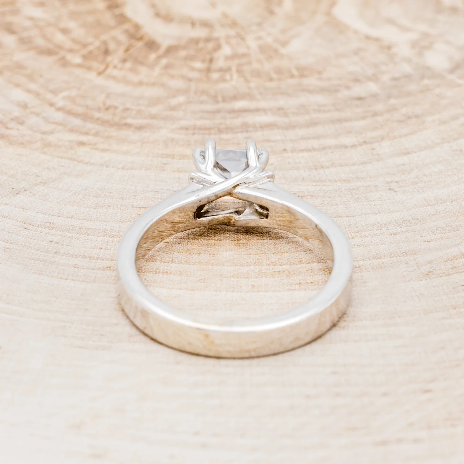 "FAWN" - MOISSANITE ANTLER PRONGED ENGAGEMENT RING WITH ANTLER & TURQUOISE INLAYS - Image 7
