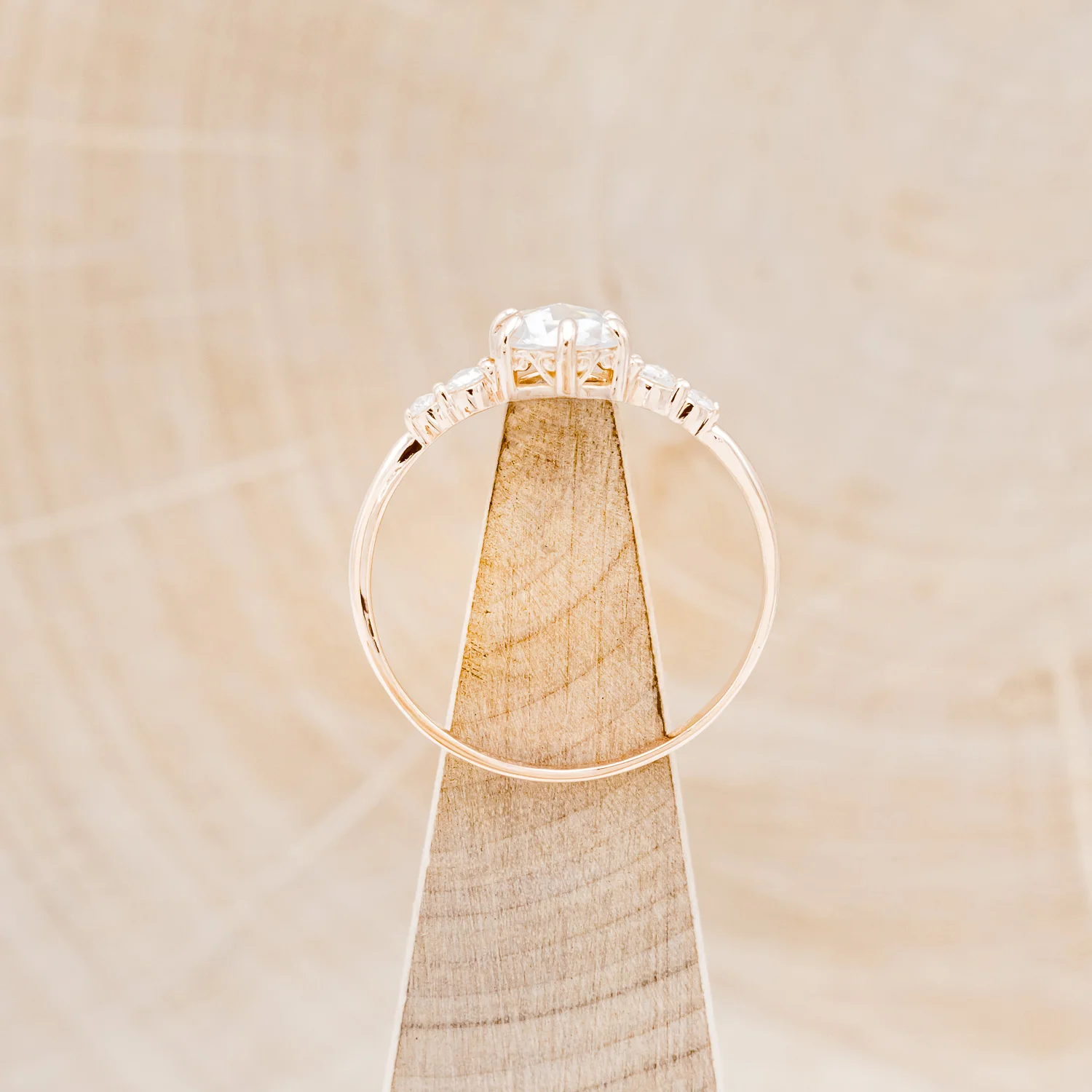 "GEMINI" - ROUND ROSE CUT MOISSANITE ENGAGEMENT RING WITH DIAMOND ACCENTS - Image 12