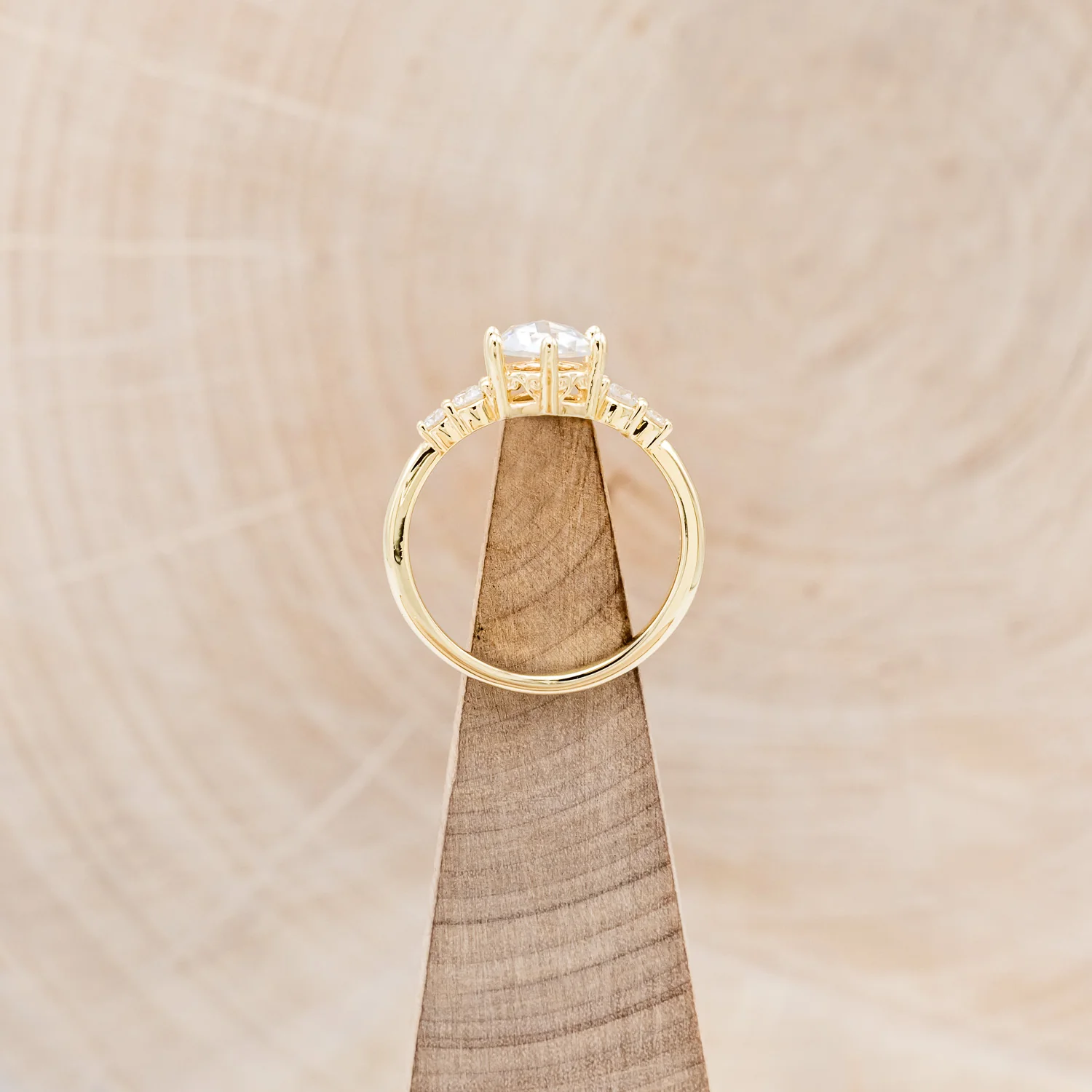 "GEMINI" - ROUND ROSE CUT MOISSANITE ENGAGEMENT RING WITH DIAMOND ACCENTS - Image 18