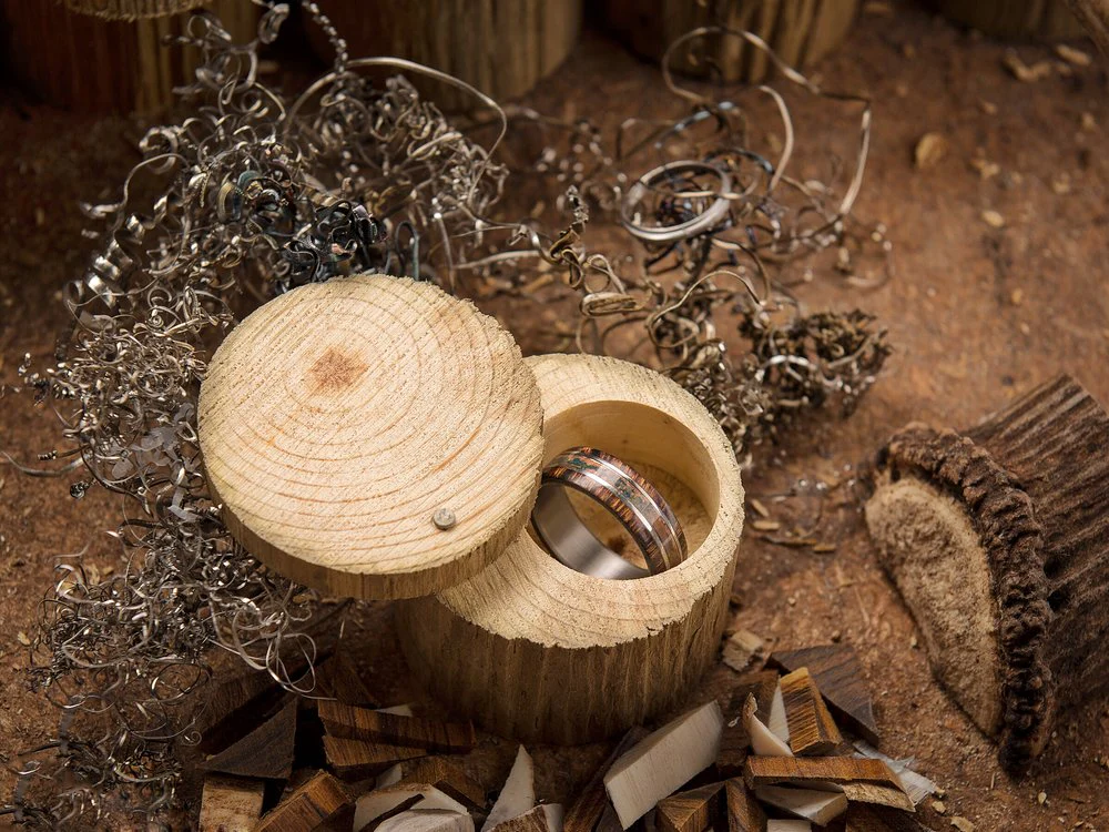 "GLEN" - IRONWOOD & PATINA COPPER WEDDING BAND - Image 10