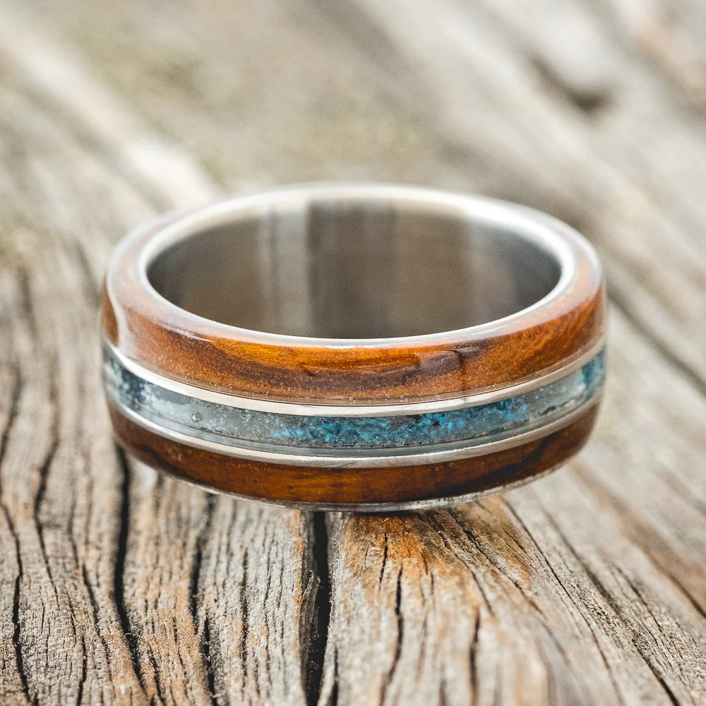 "GLEN" - IRONWOOD & PATINA COPPER WEDDING BAND - Image 3