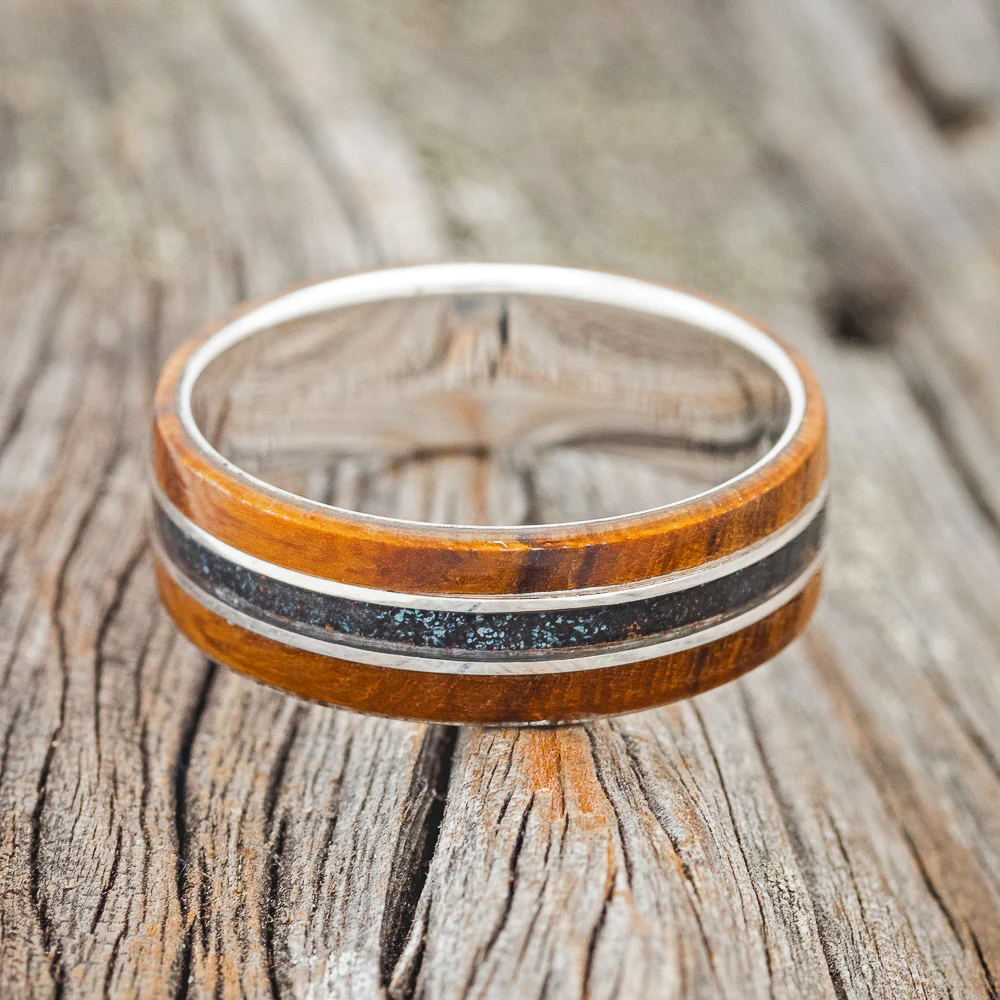 "GLEN" - IRONWOOD & PATINA COPPER WEDDING BAND - Image 9