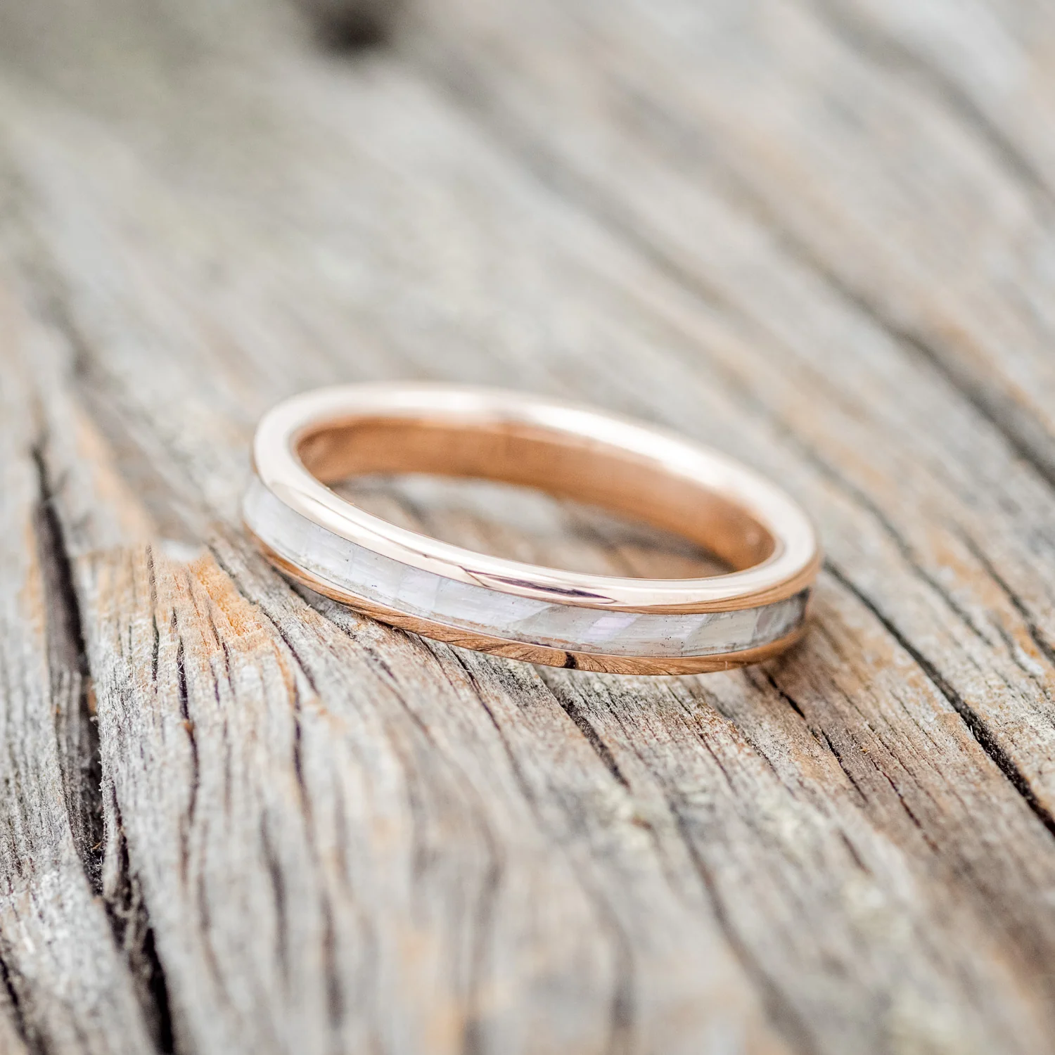 "HARMONY" - TURQUOISE & MOTHER OF PEARL SPLIT STACKING BAND - Image 3