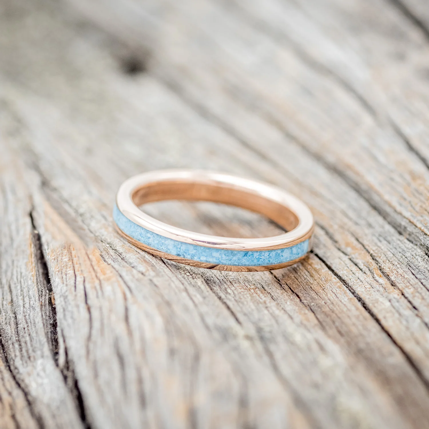 "HARMONY" - TURQUOISE & MOTHER OF PEARL SPLIT STACKING BAND - Image 4