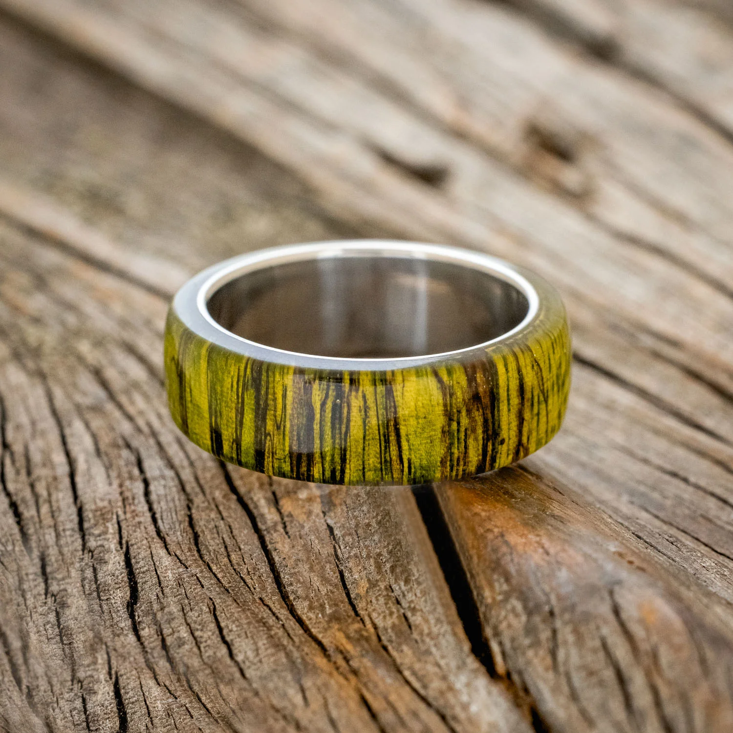 "HAVEN" - GREEN SPALTED MAPLE WEDDING RING - Image 3