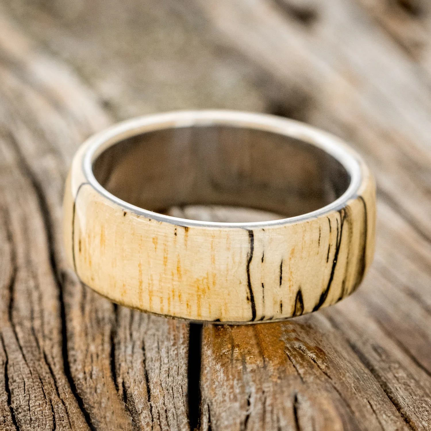 "HAVEN" - SPALTED MAPLE WEDDING RING - Image 3