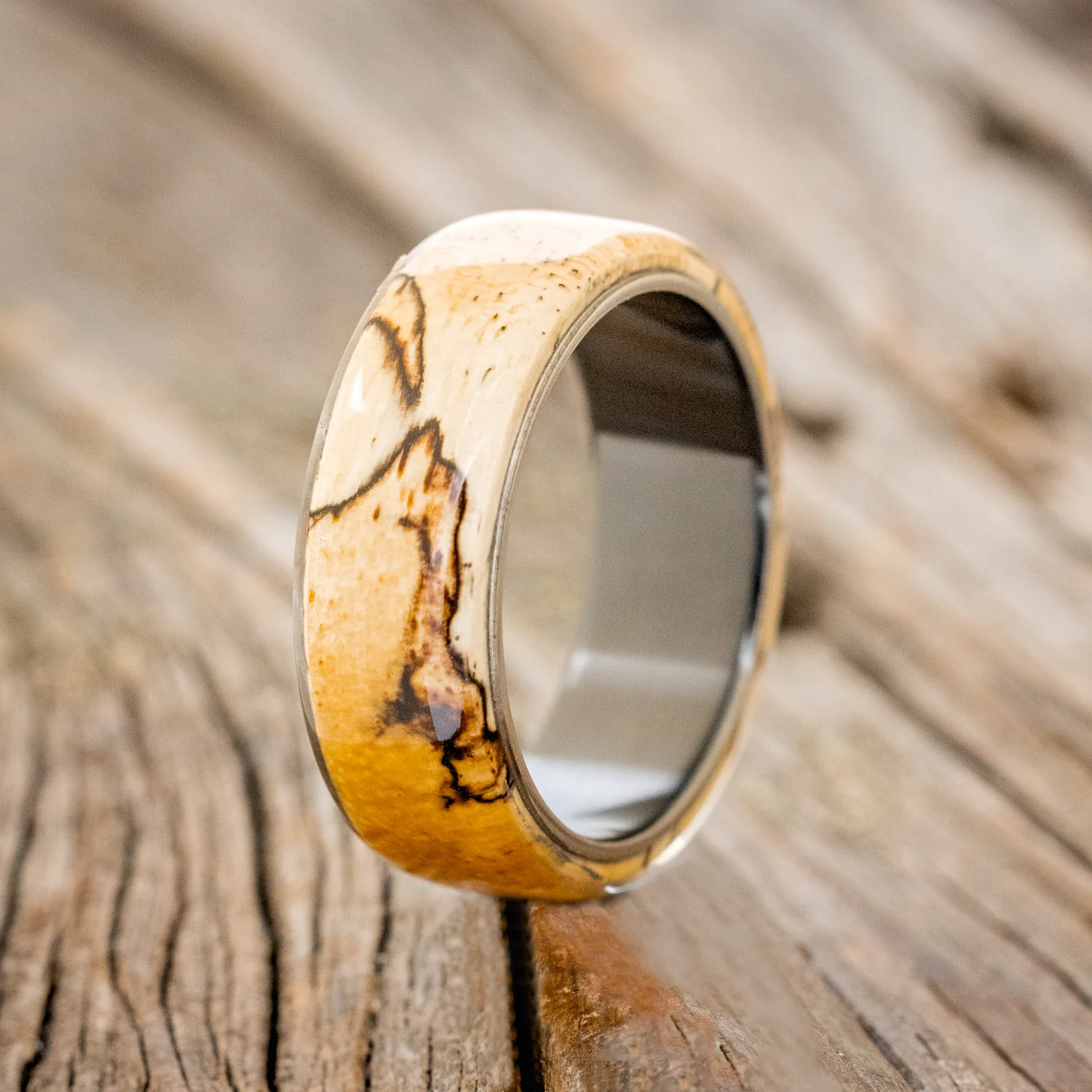 "HAVEN" - SPALTED MAPLE WEDDING RING - Image 7