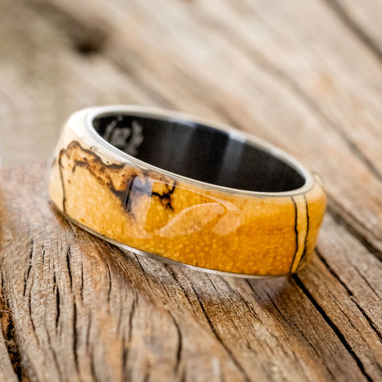 "HAVEN" - SPALTED MAPLE WEDDING RING - Image 8