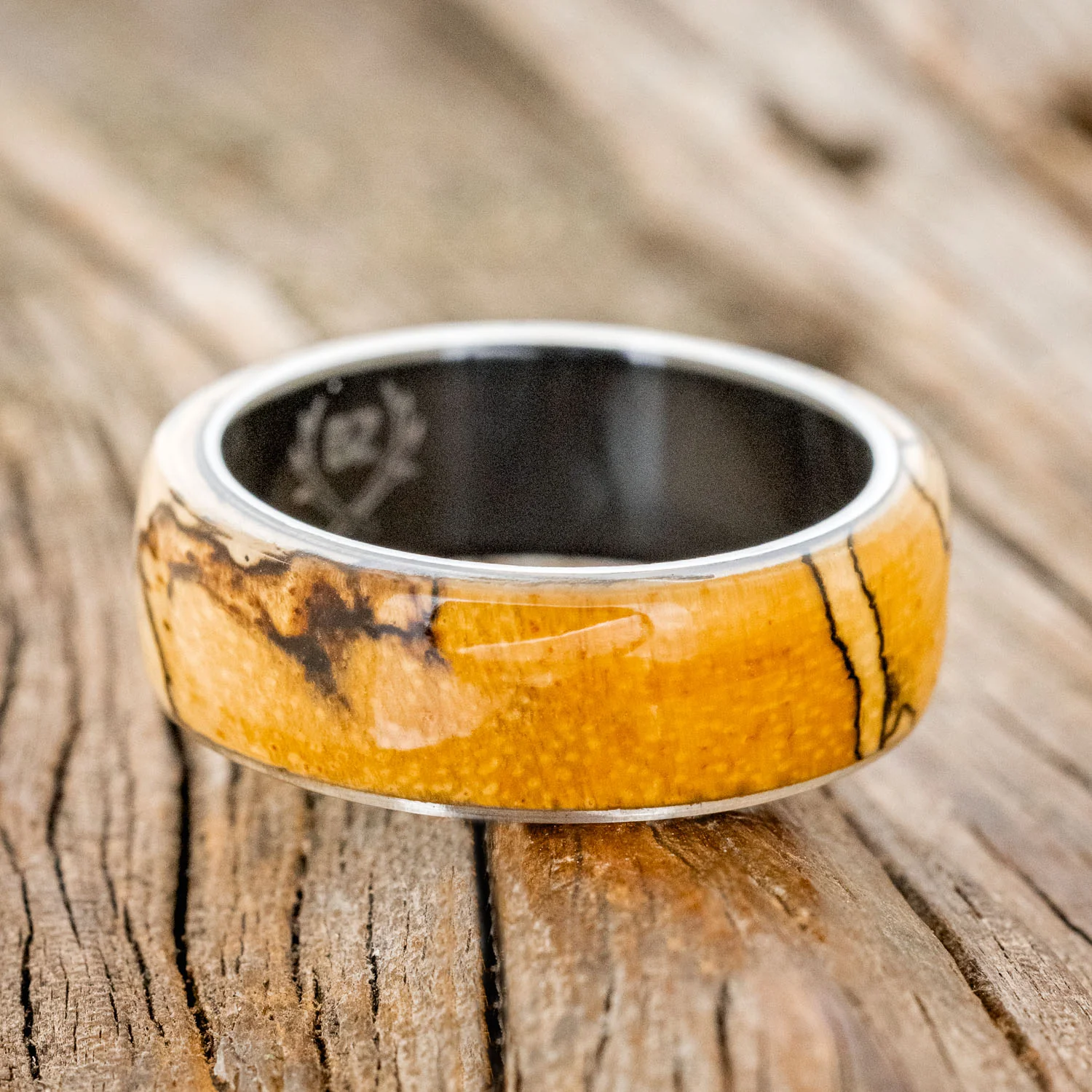 "HAVEN" - SPALTED MAPLE WEDDING RING - Image 9
