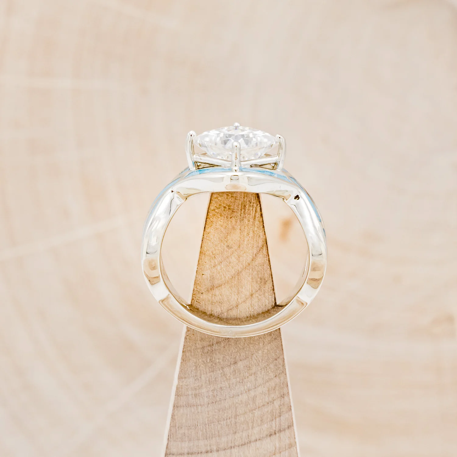 "HELIX" - PRINCESS CUT MOISSANITE ENGAGEMENT RING WITH TURQUOISE INLAYS & A DIAMOND TRACER - Image 11