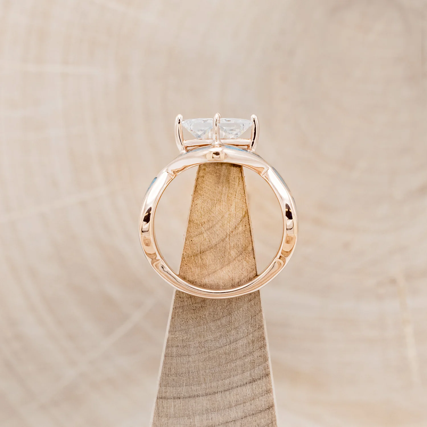 "HELIX" - PRINCESS CUT MOISSANITE ENGAGEMENT RING WITH TURQUOISE INLAYS & A DIAMOND TRACER - Image 25