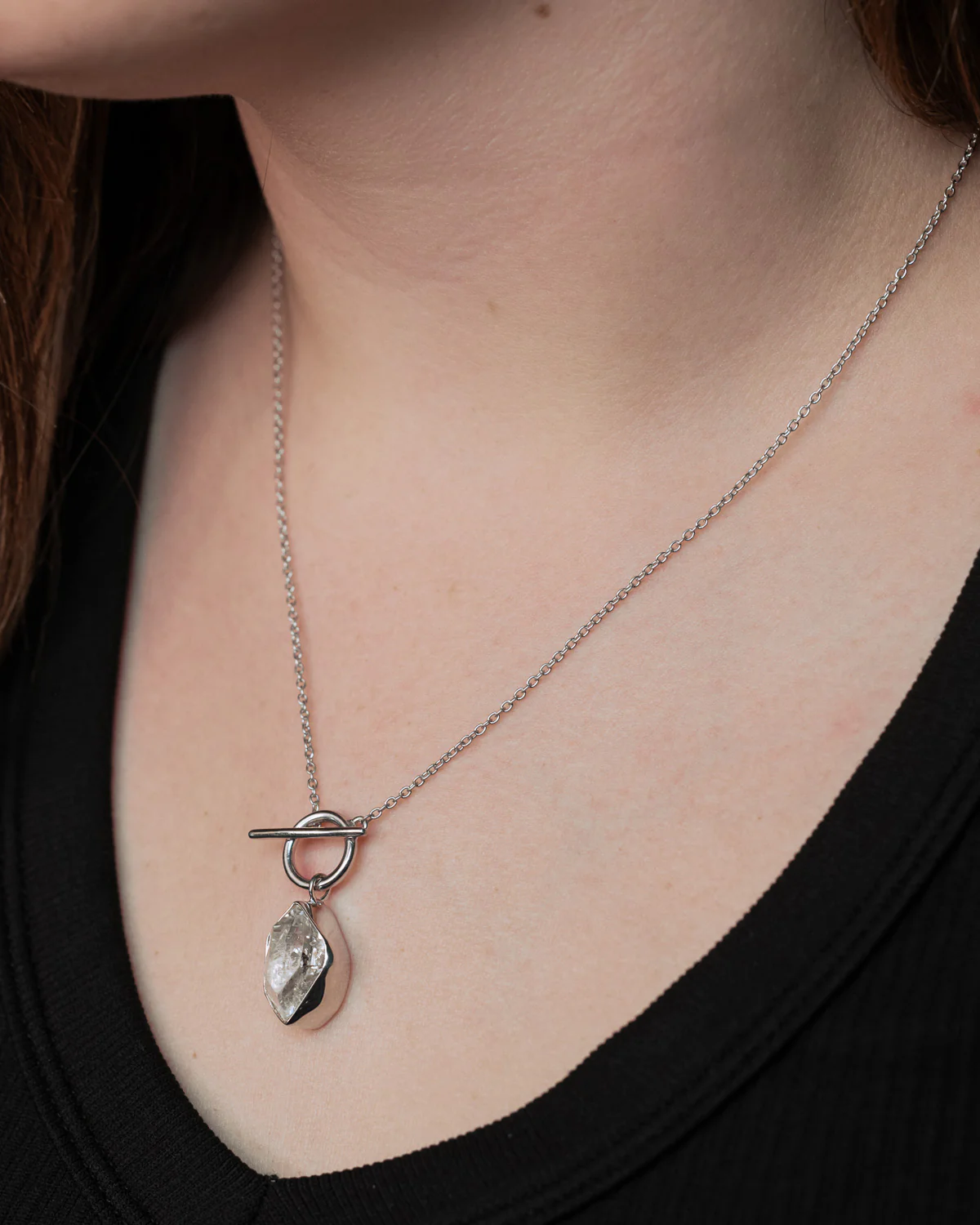 HERKIMER COLLECTION - RHODIUM PLATED STERLING SILVER NECKLACE WITH HERKIMER DIAMOND QUARTZ - BY JORGE REVILLA - Image 3