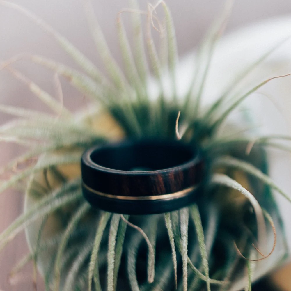 "LEDGER" - IRONWOOD & 14K GOLD INLAY WEDDING RING - Image 5