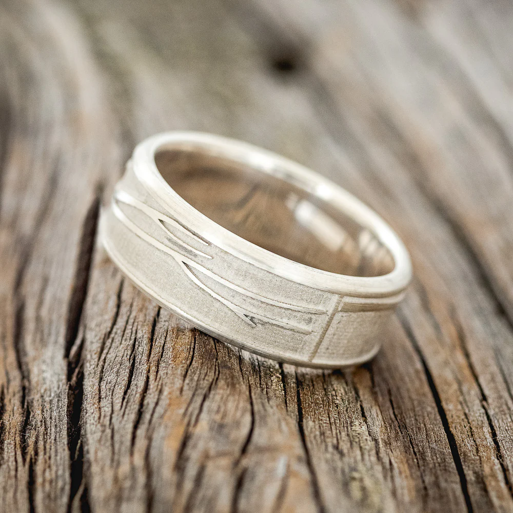 "LEGACY" - CHANNEL EMBOSSED BRANCHES WEDDING BAND - Image 6