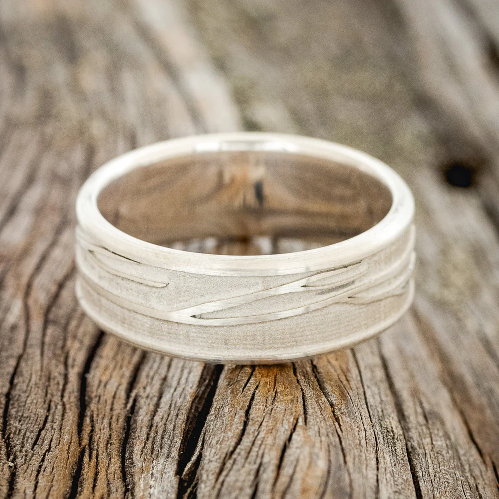 "LEGACY" - CHANNEL EMBOSSED BRANCHES WEDDING BAND - Image 8