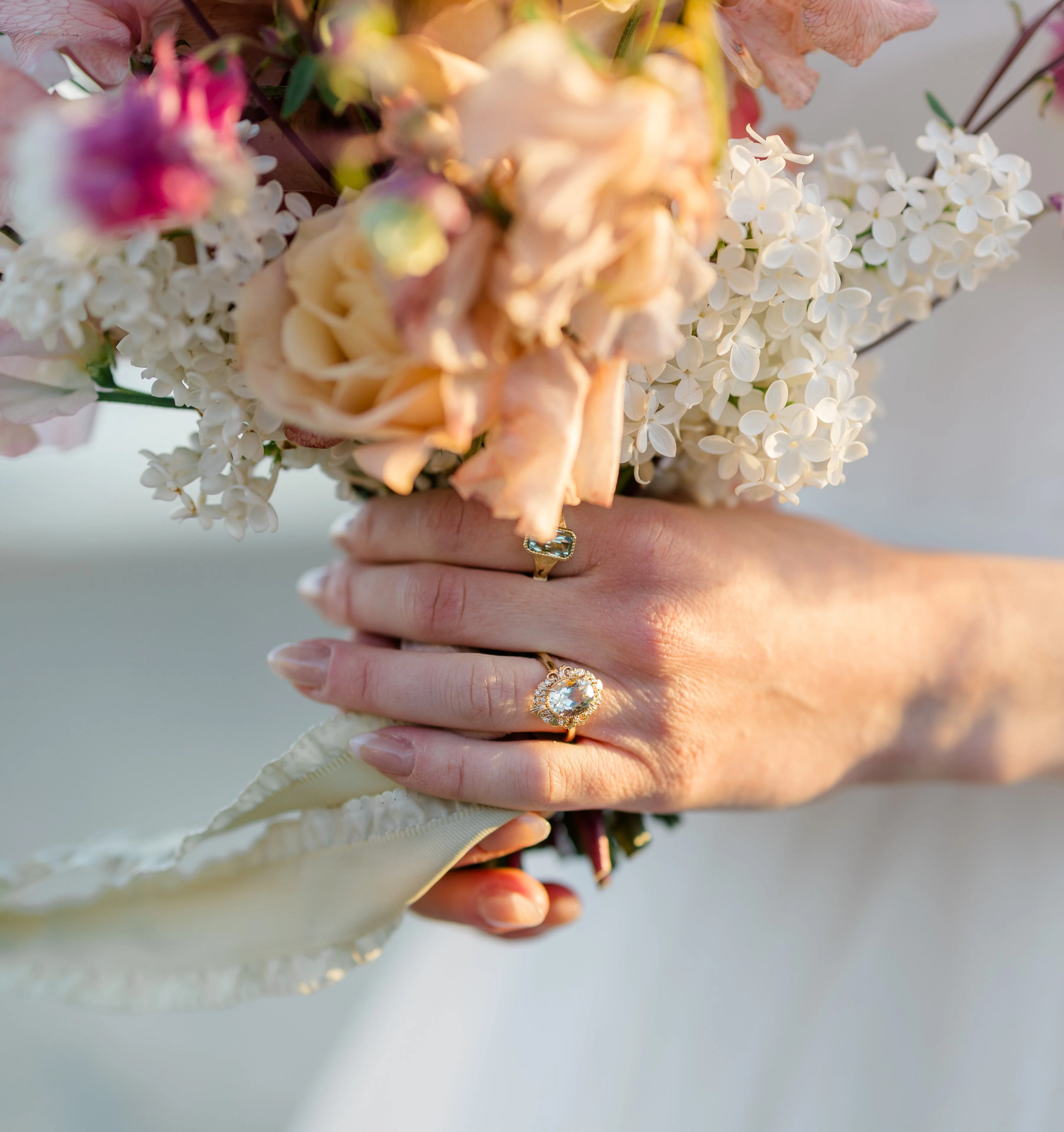 "MERROW" - SCULPTURAL-STYLE ENGAGEMENT RING WITH DIAMOND & PEARL ACCENTS - MOUNTING ONLY - SELECT YOUR OWN STONE - Image 20