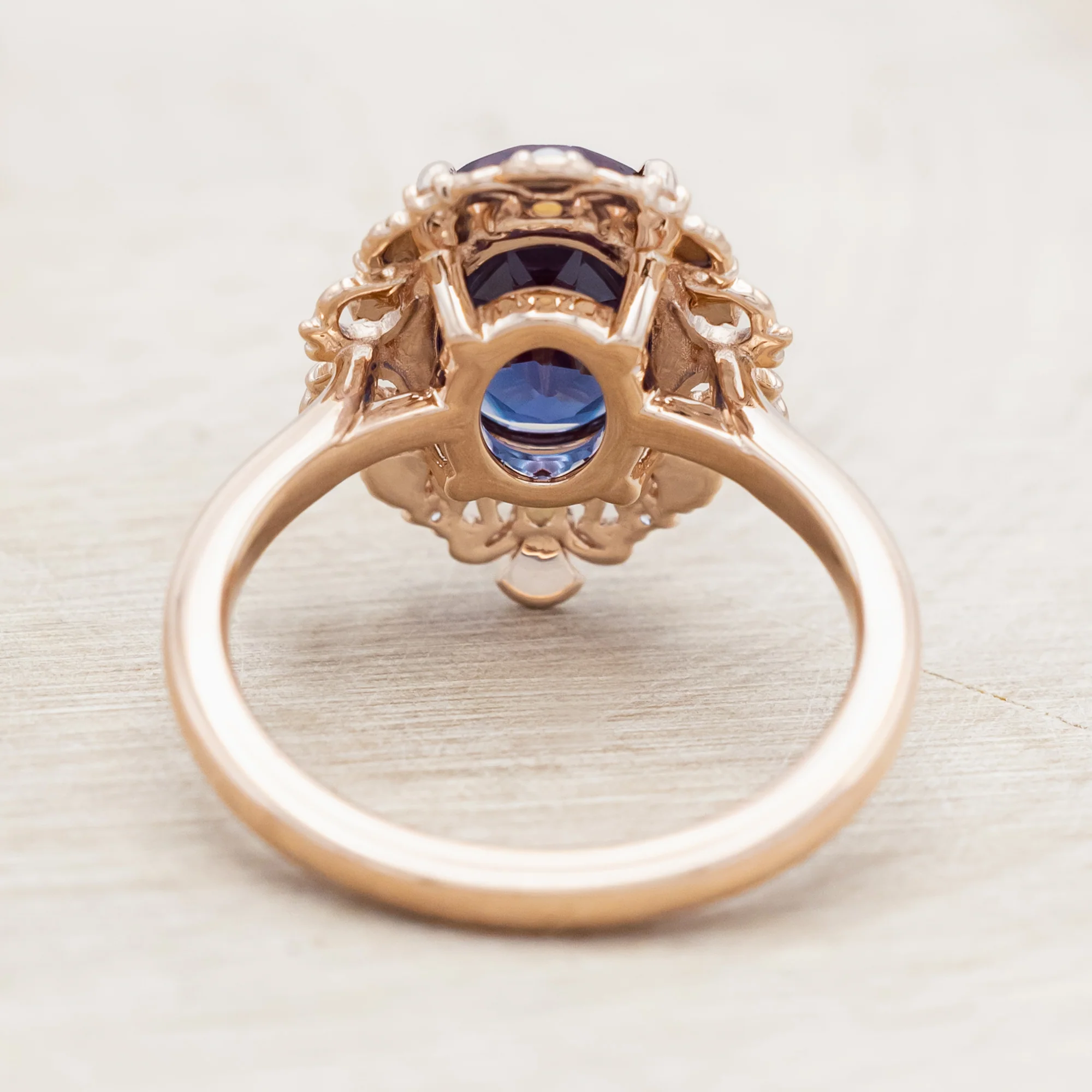 "MERROW" - SCULPTURAL-STYLE ENGAGEMENT RING WITH DIAMOND & PEARL ACCENTS - MOUNTING ONLY - SELECT YOUR OWN STONE - Image 17