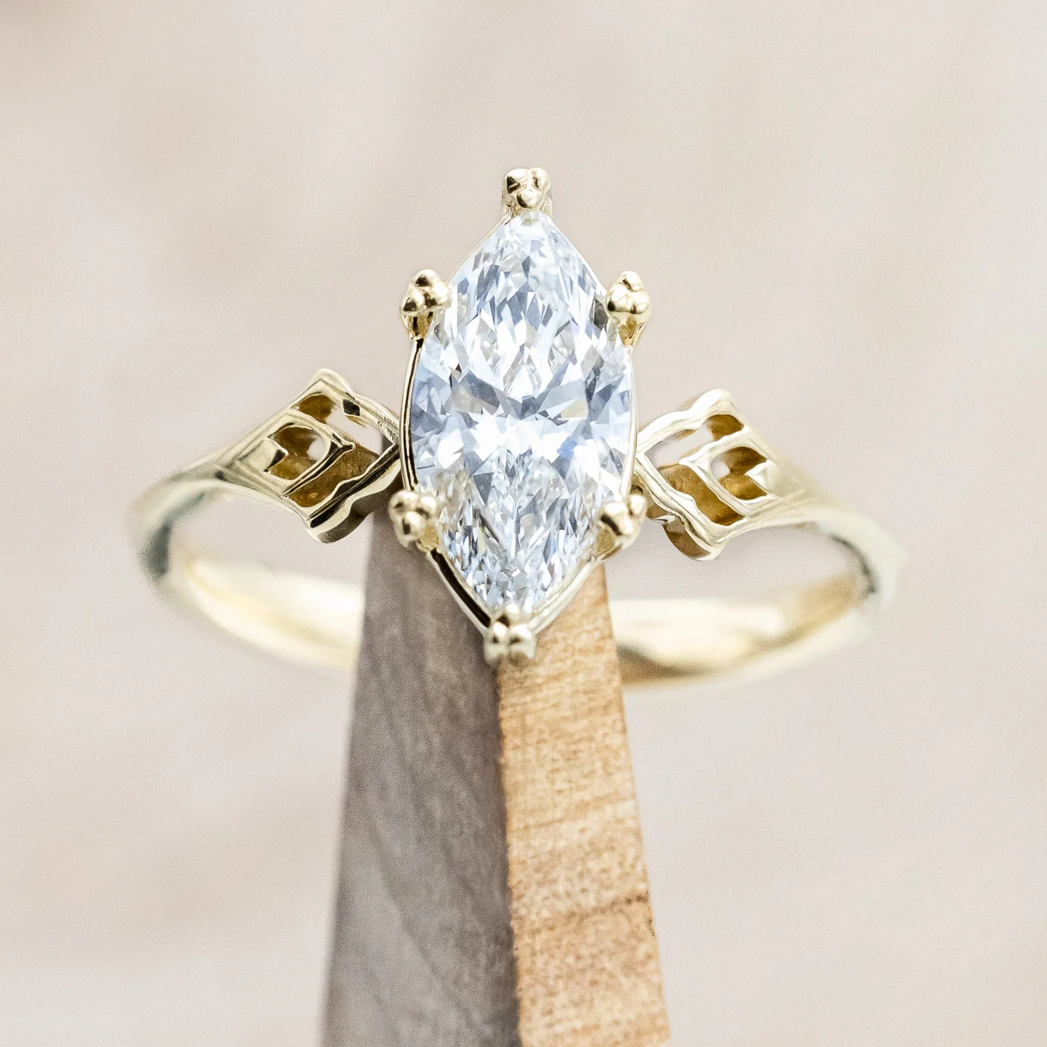 ONE-OF-A-KIND - "MORRIGAN" - ORNATE SOLITAIRE ENGAGEMENT RING WITH 1.10CT LAB-GROWN MARQUISE CUT DIAMOND - Image 3