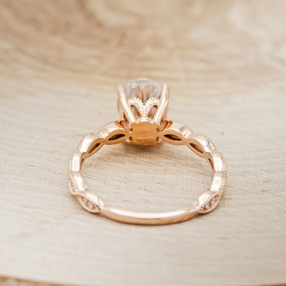 "NAOMI" - OVAL CUT MOISSANITE ENGAGEMENT RING WITH DIAMOND ACCENTS - Image 5