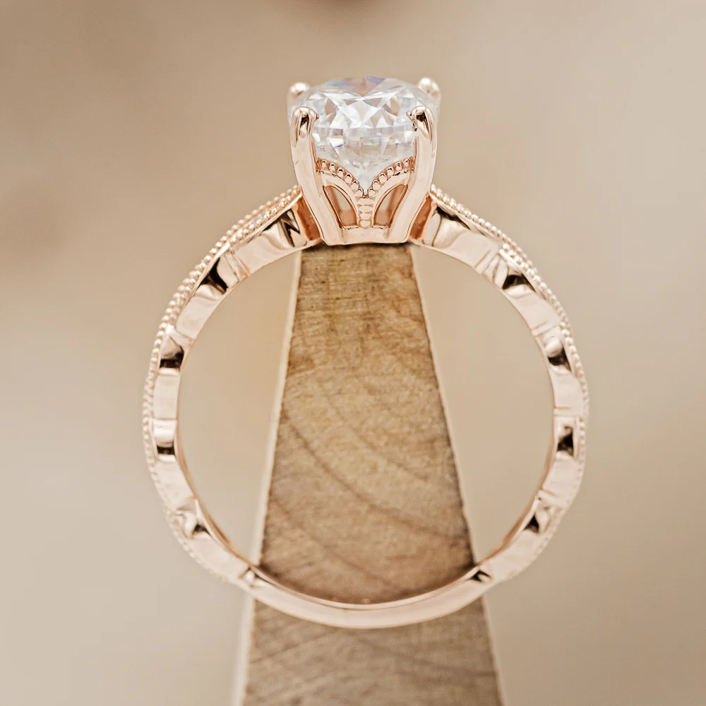 "NAOMI" - OVAL CUT MOISSANITE ENGAGEMENT RING WITH DIAMOND ACCENTS - Image 6