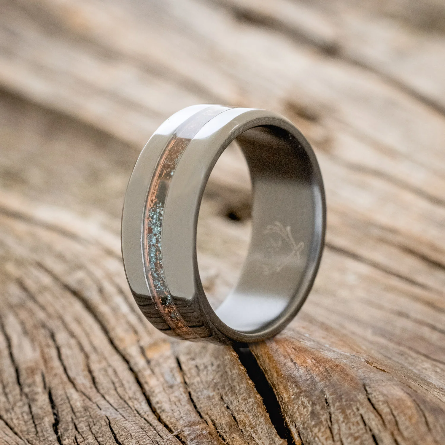 "NIRVANA" - CENTERED PATINA COPPER WEDDING BAND - Image 10