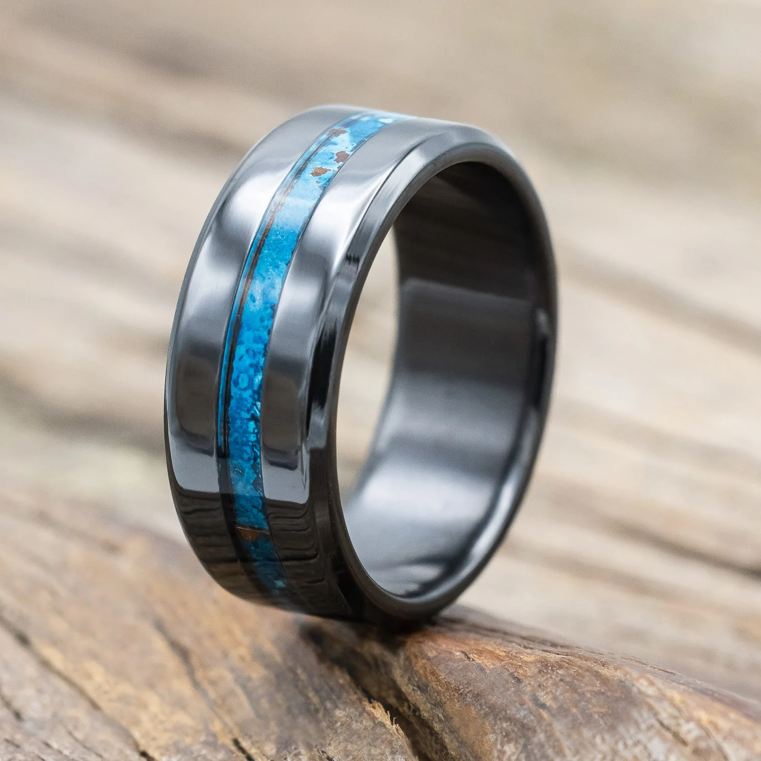 "NIRVANA" - CENTERED PATINA COPPER WEDDING BAND - Image 13
