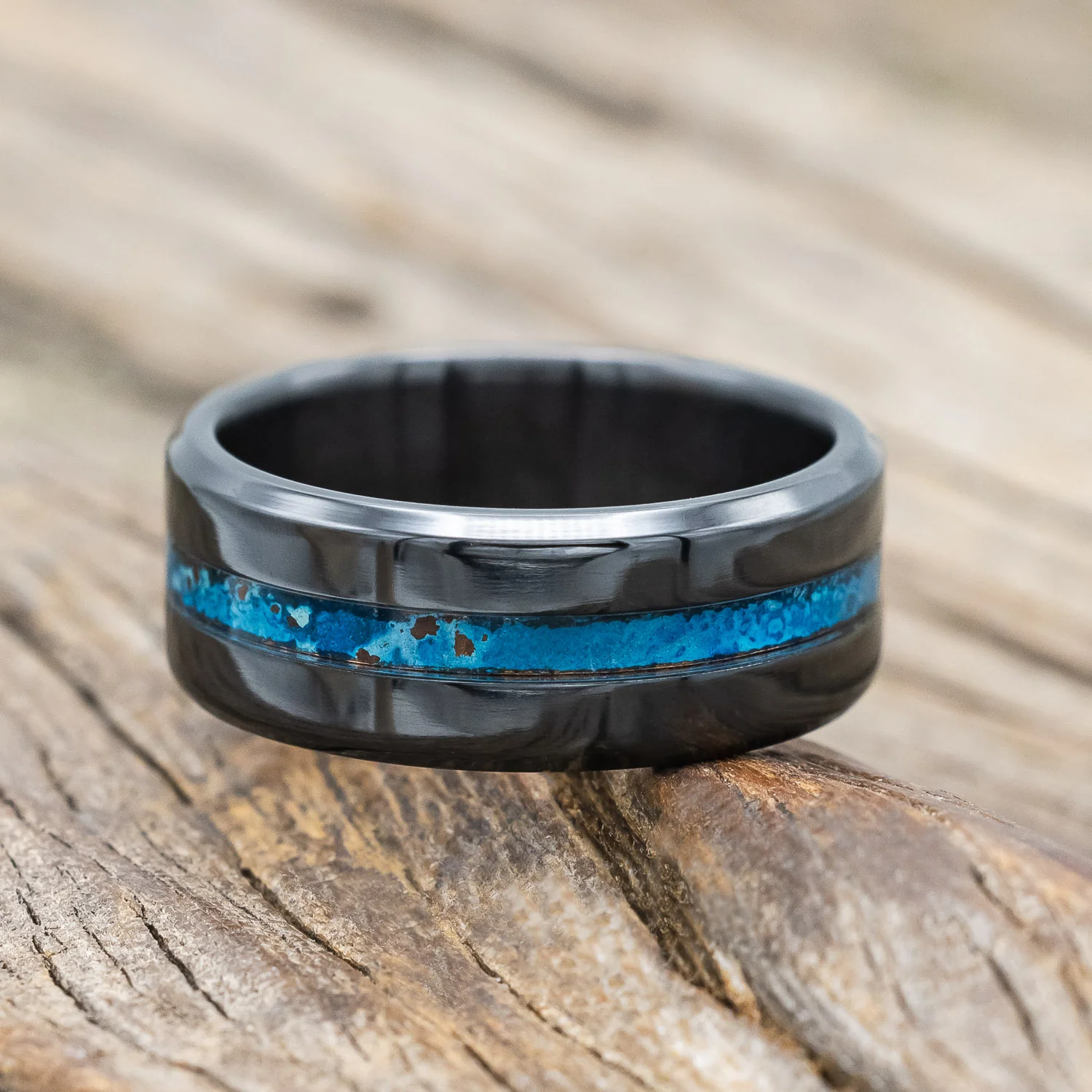 "NIRVANA" - CENTERED PATINA COPPER WEDDING BAND - Image 15