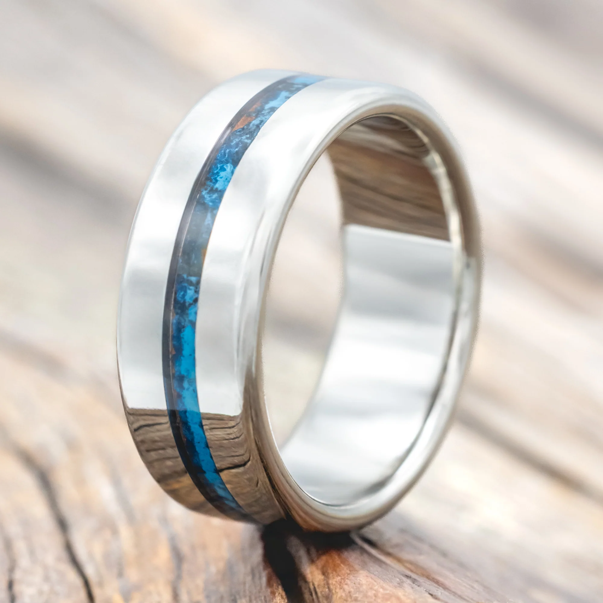 "NIRVANA" - CENTERED PATINA COPPER WEDDING BAND - Image 16