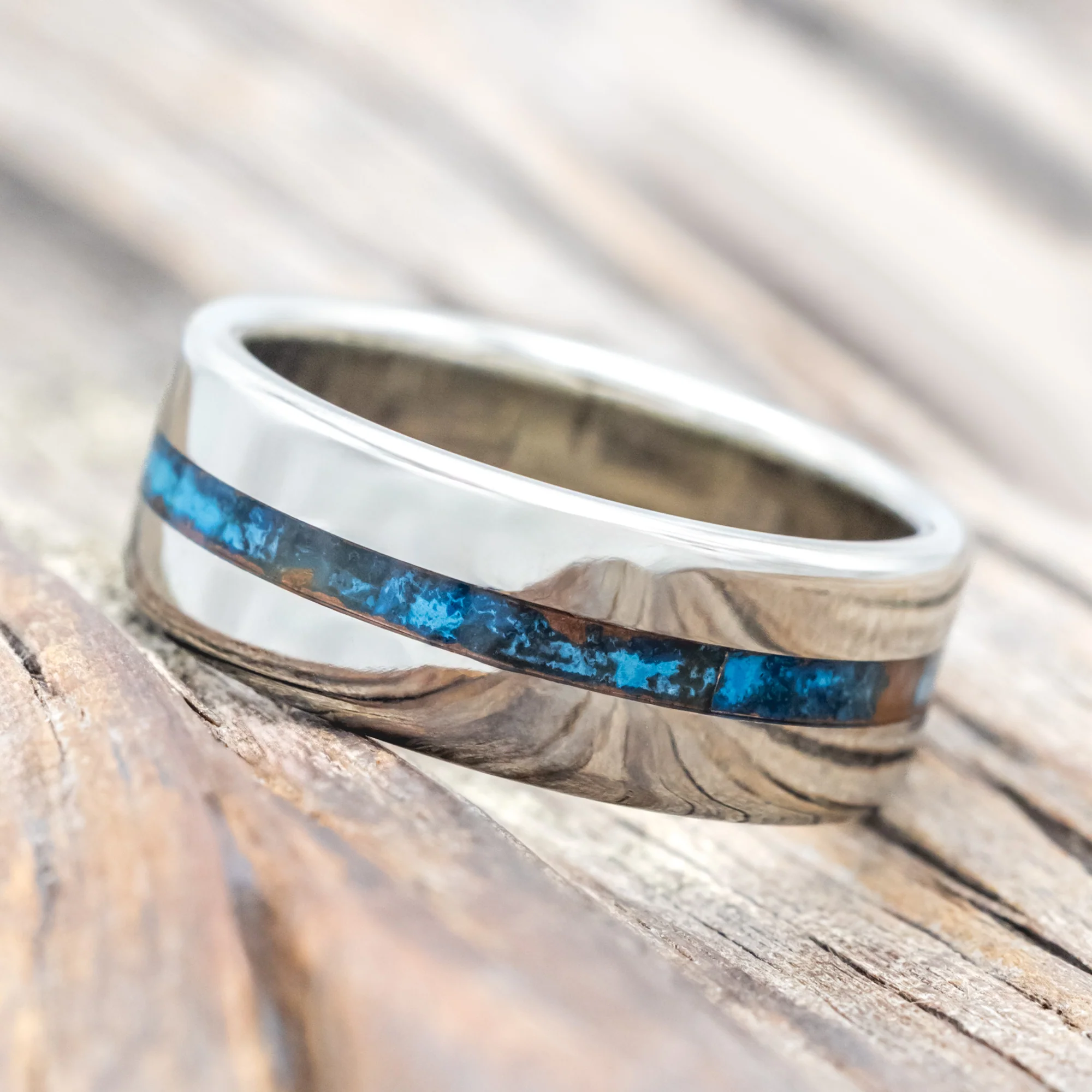 "NIRVANA" - CENTERED PATINA COPPER WEDDING BAND - Image 17