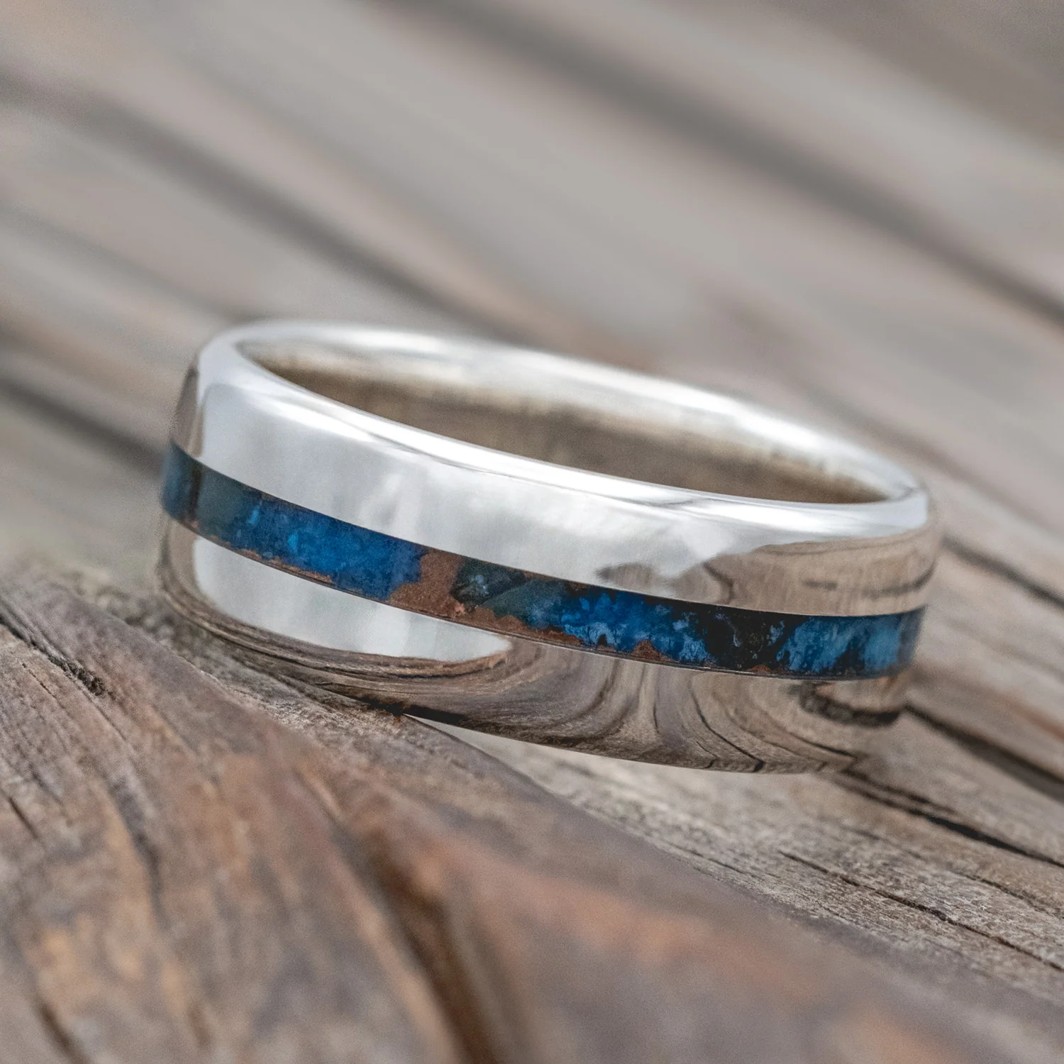 "NIRVANA" - CENTERED PATINA COPPER WEDDING BAND - Image 5