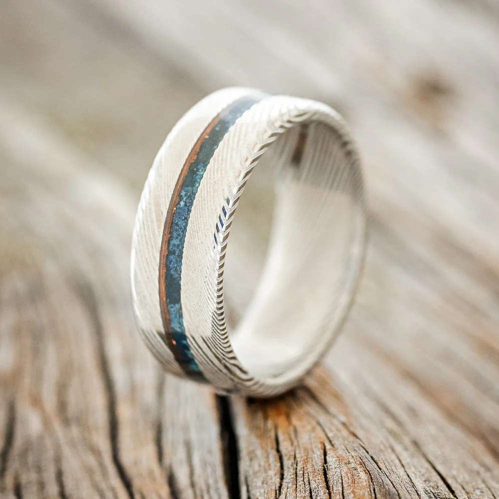 "NIRVANA" - CENTERED PATINA COPPER WEDDING BAND - Image 7