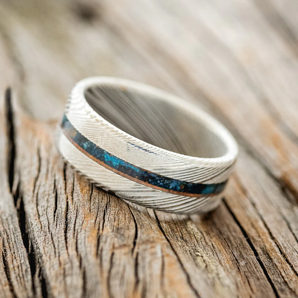 "NIRVANA" - CENTERED PATINA COPPER WEDDING BAND - Image 8