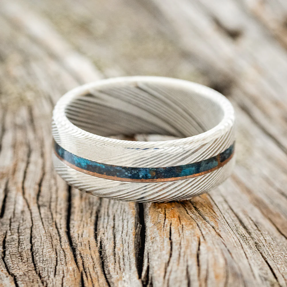 "NIRVANA" - CENTERED PATINA COPPER WEDDING BAND - Image 9