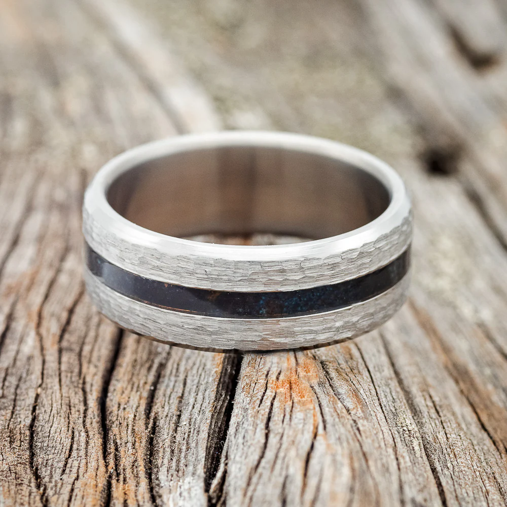 "NIRVANA" - MATCHING SET OF PATINA COPPER WEDDING BANDS WITH HAMMERED FINISHES - Image 13