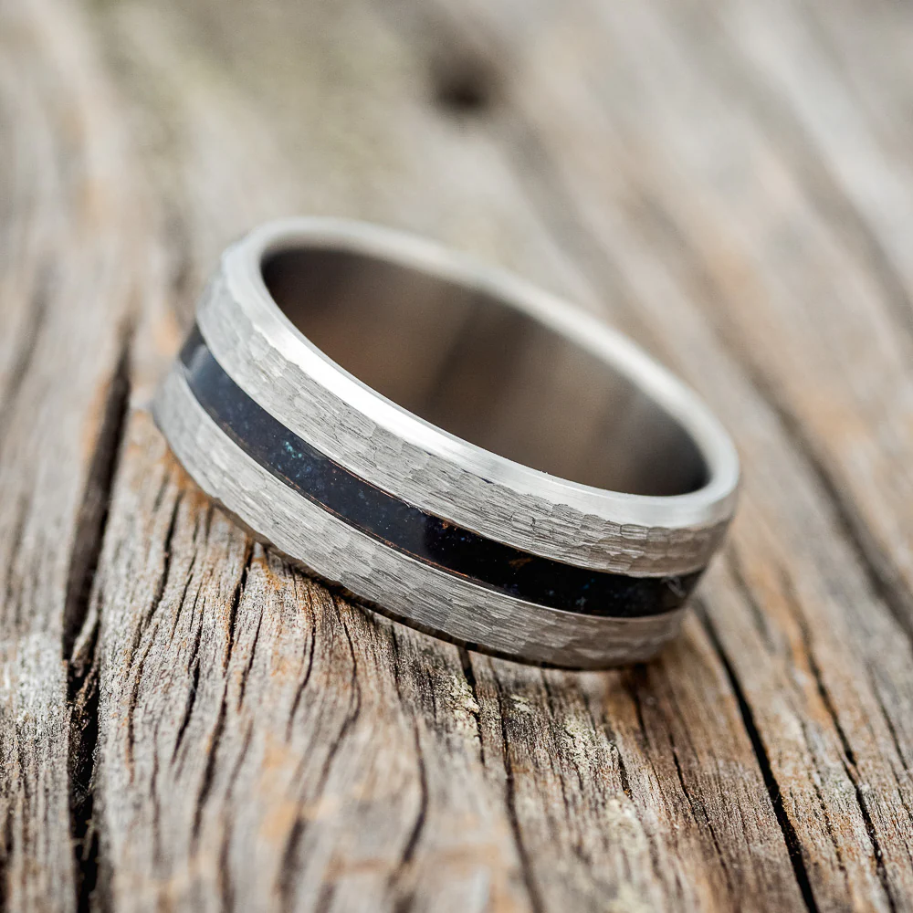 "NIRVANA" - MATCHING SET OF PATINA COPPER WEDDING BANDS WITH HAMMERED FINISHES - Image 6