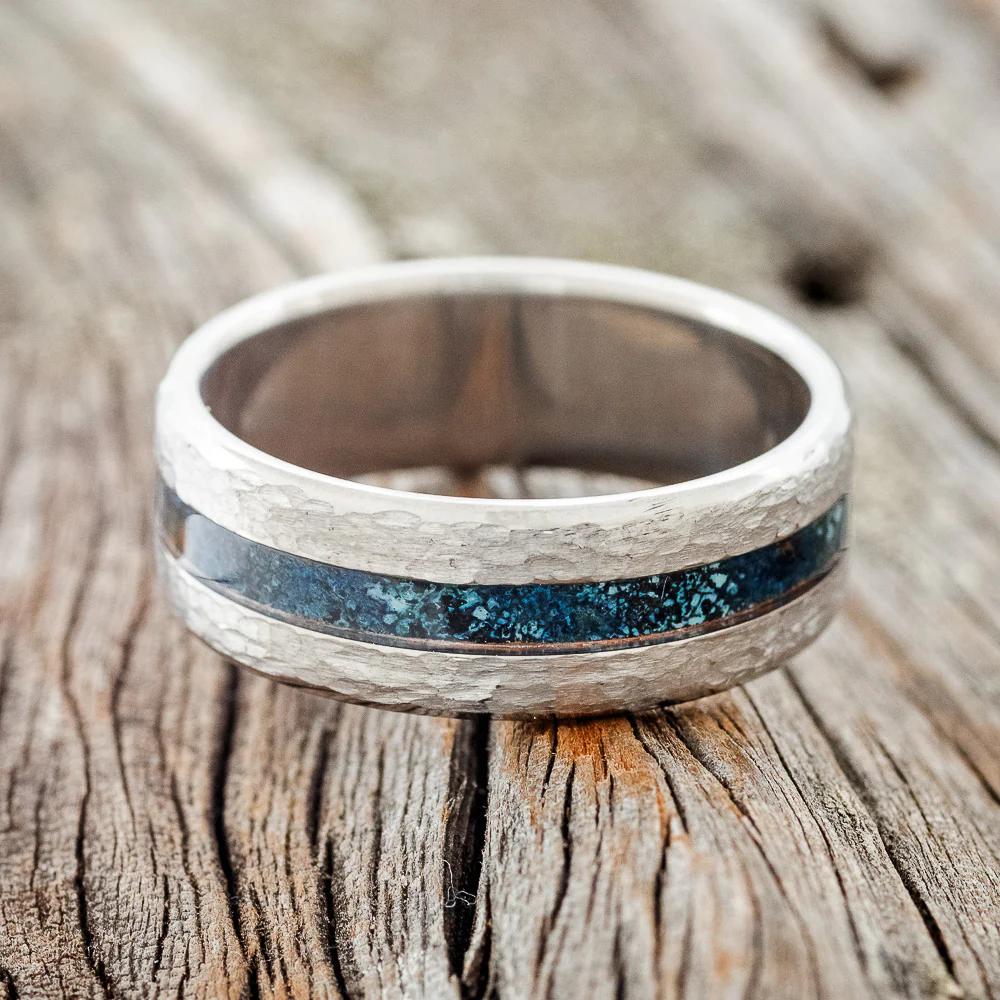 "NIRVANA" - MATCHING SET OF PATINA COPPER WEDDING BANDS WITH HAMMERED FINISHES - Image 8
