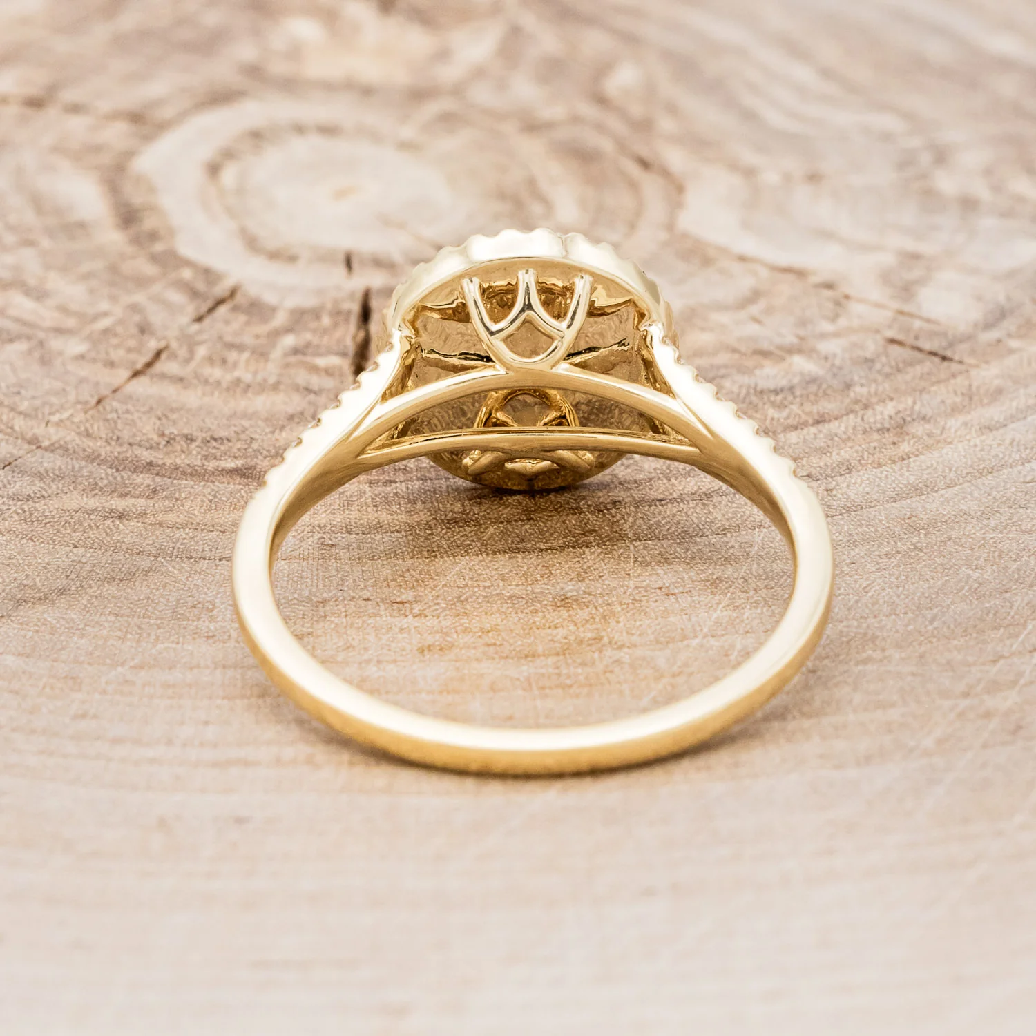 "NOVA" - ROUND CABOCHON CUT TURQUOISE ENGAGEMENT RING WITH DIAMOND HALO & ACCENTS - Image 5