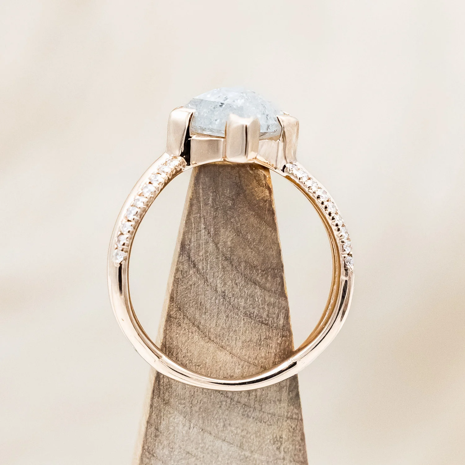 ONE-OF-A-KIND - "AURELIA" - LOZENGE ROSECUT SALT & PEPPER DIAMOND ENGAGEMENT RING WITH DIAMOND ACCENTS - Image 7