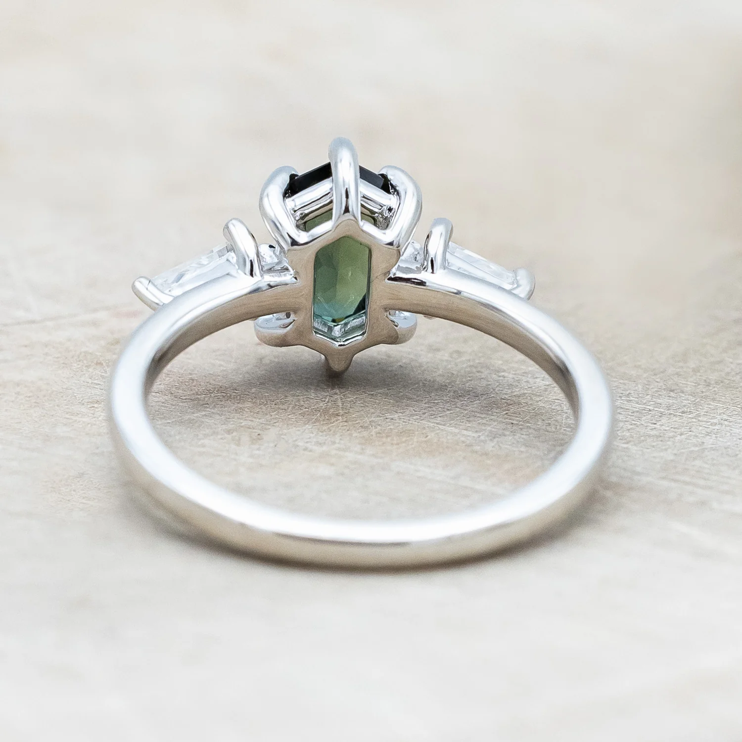 ONE-OF-A-KIND - "ISLA" - ELONGATED HEXAGON CUT AUSTRALIAN SAPPHIRE ENGAGEMENT RING WITH MOISSANITE ACCENTS - Image 13