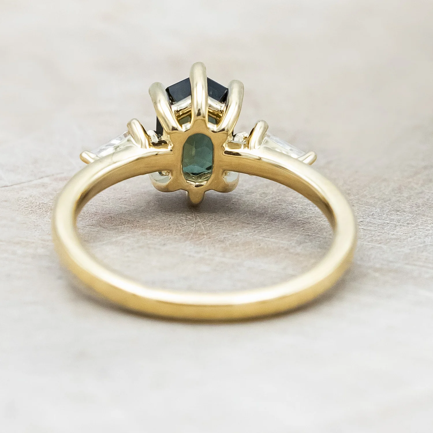 ONE-OF-A-KIND - "ISLA" - ELONGATED HEXAGON CUT AUSTRALIAN SAPPHIRE ENGAGEMENT RING WITH MOISSANITE ACCENTS - Image 18