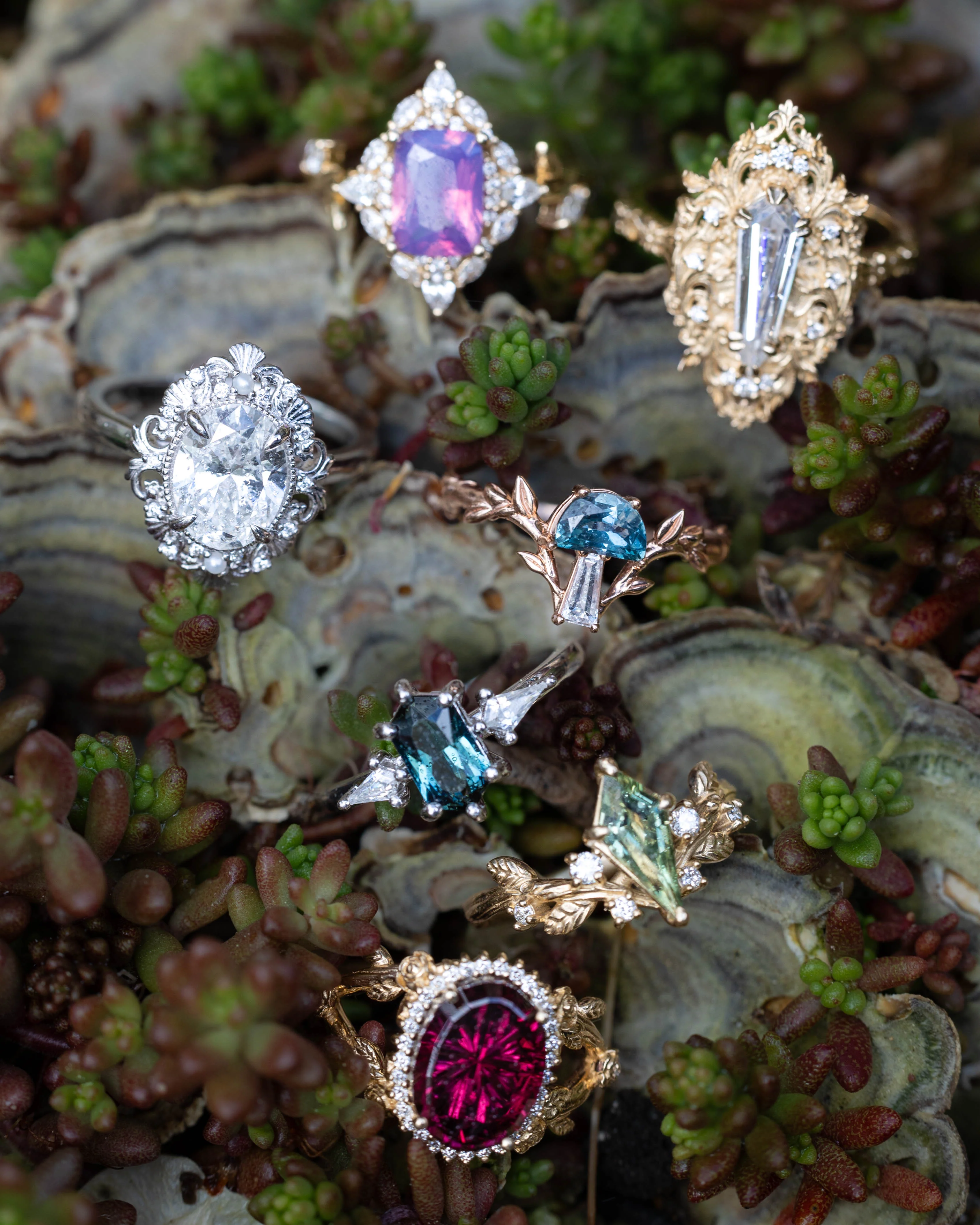 ONE-OF-A-KIND - "ISLA" - ELONGATED HEXAGON CUT AUSTRALIAN SAPPHIRE ENGAGEMENT RING WITH MOISSANITE ACCENTS - Image 22