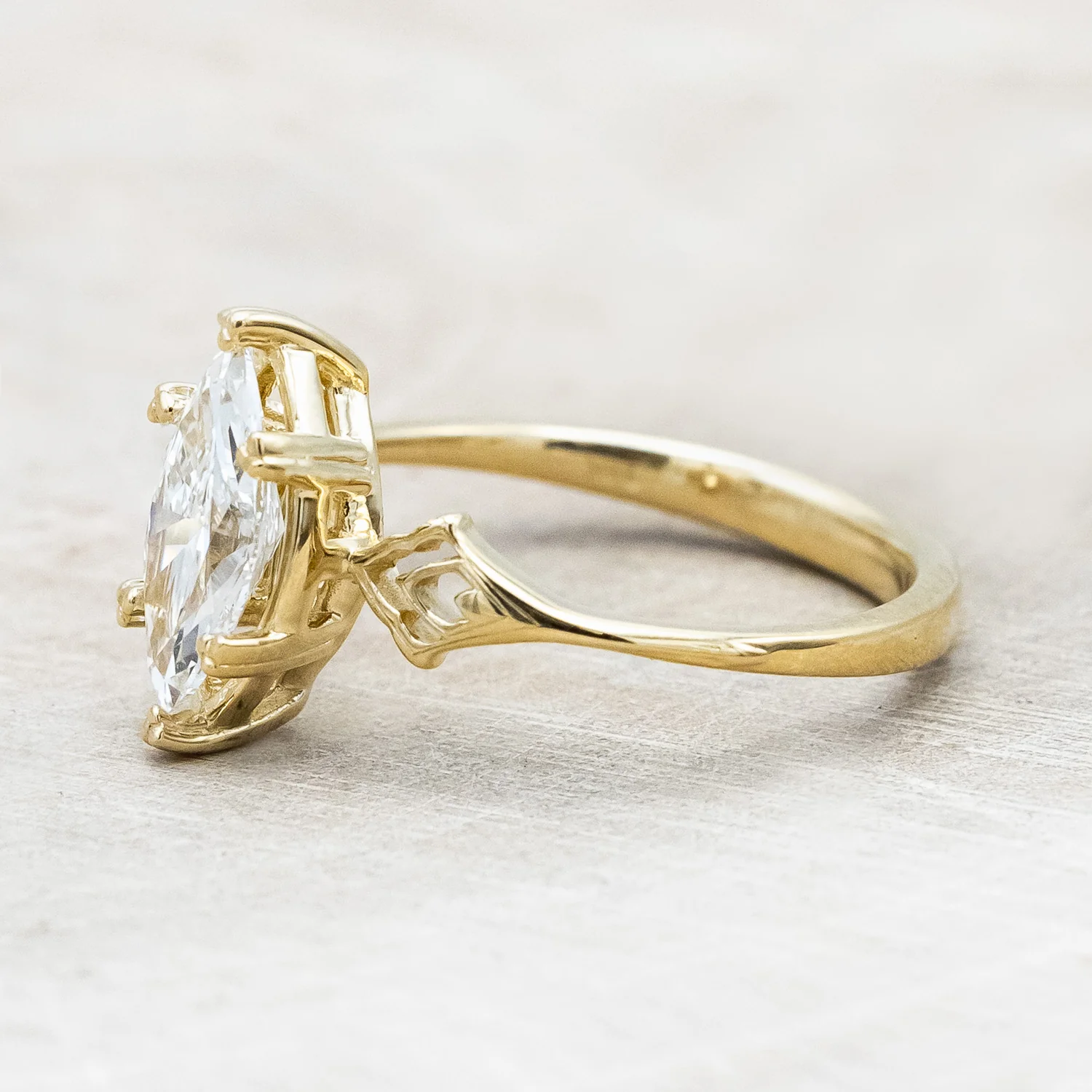 ONE-OF-A-KIND - "MORRIGAN" - ORNATE SOLITAIRE ENGAGEMENT RING WITH 1.10CT LAB-GROWN MARQUISE CUT DIAMOND - Image 5