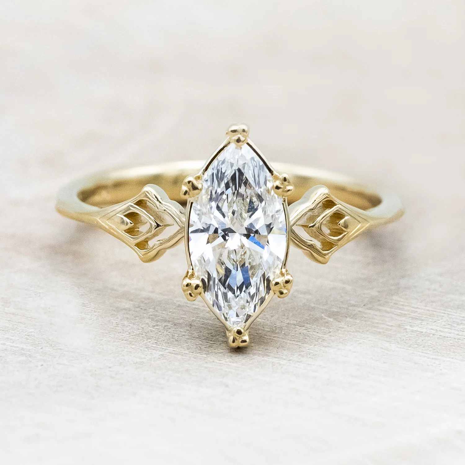 ONE-OF-A-KIND - "MORRIGAN" - ORNATE SOLITAIRE ENGAGEMENT RING WITH 1.10CT LAB-GROWN MARQUISE CUT DIAMOND - Image 6