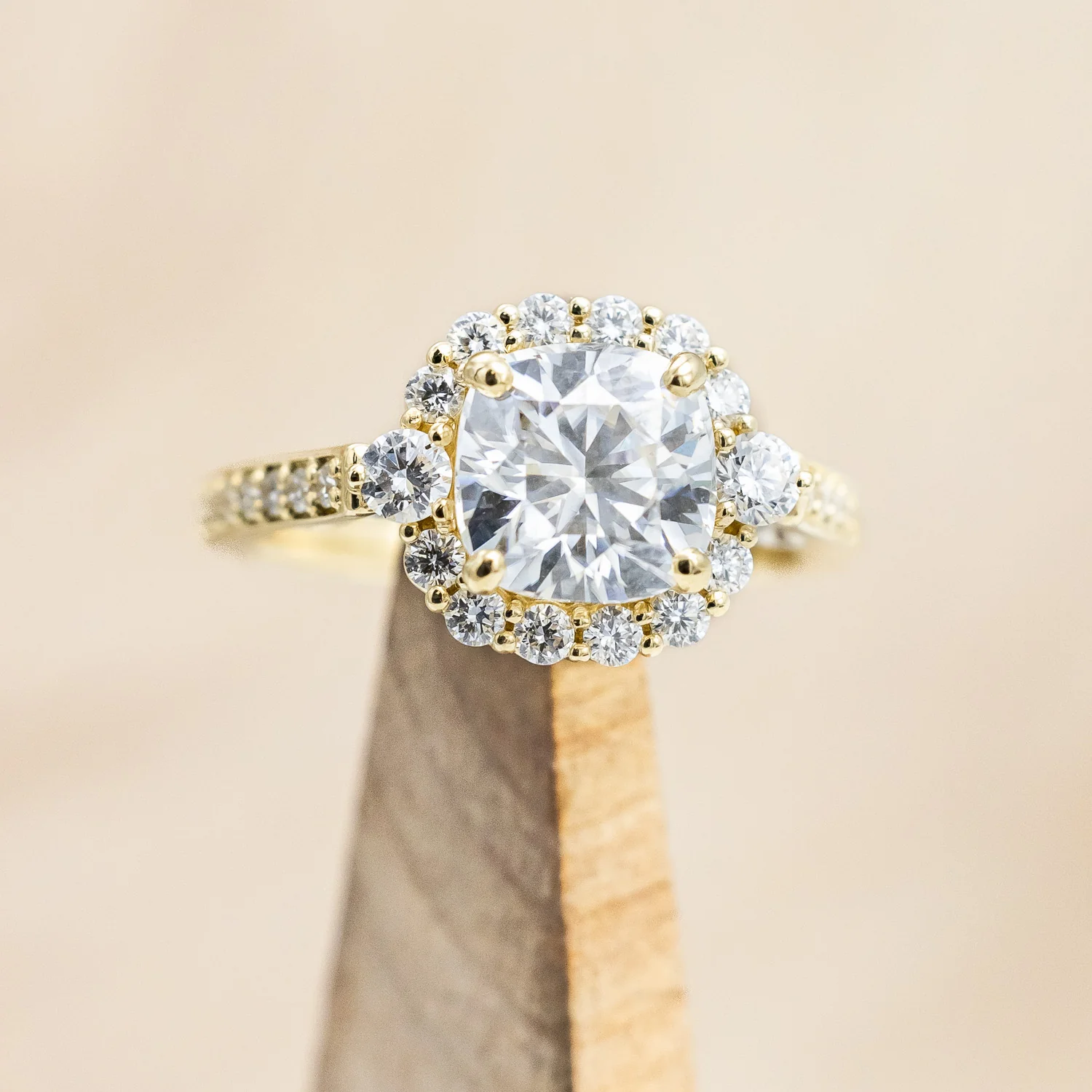 "OPHELIA" - CUSHION CUT MOISSANITE ENGAGEMENT RING WITH TURQUOISE STACKING BAND - Image 13